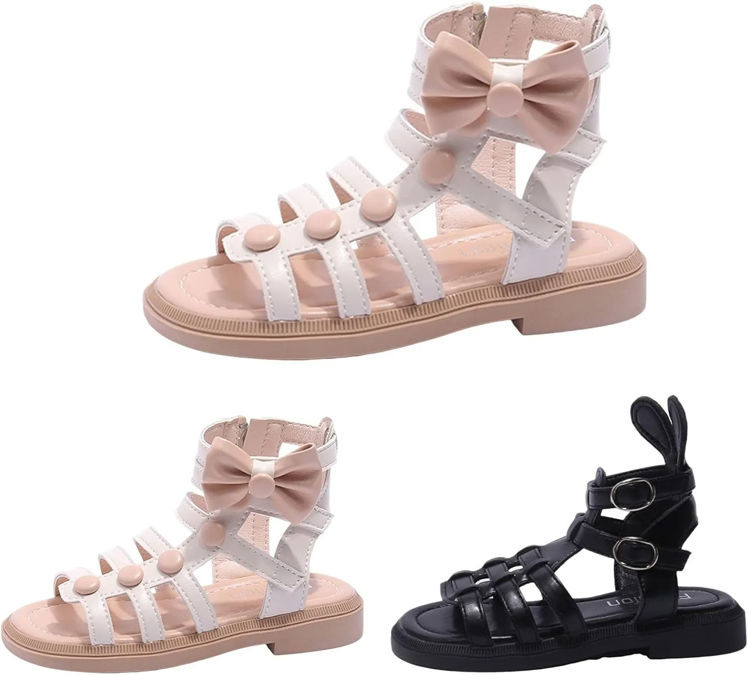 Kids Open Toe Roman Shoes for Girls Vintage High Top Strapped Flat Shoes Ankle Strap Soft Cute Girls Slippers Teen