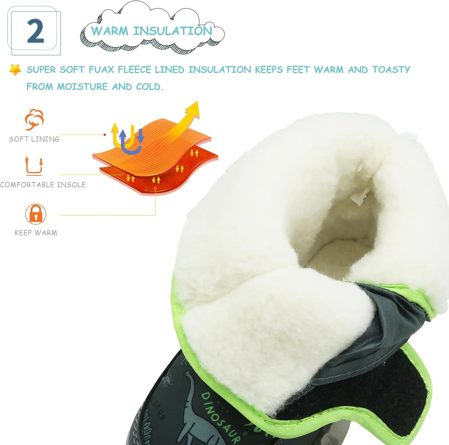 Kids Winter Snow Boots Toddler Boys Warm Outdoor Shoes Anti-Slip Easy On/Off (Toddler/Little Kid)