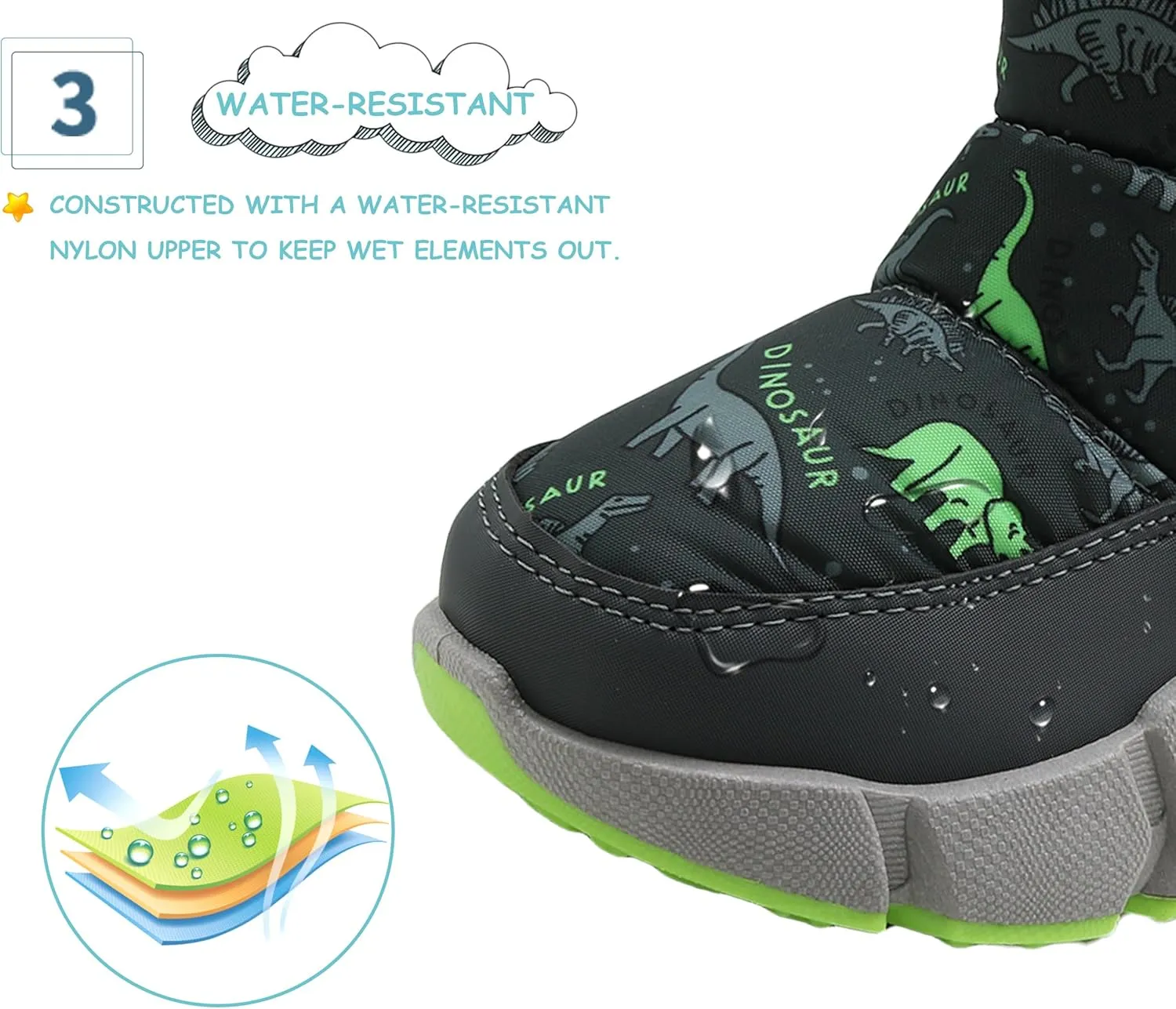 Kids Winter Snow Boots Toddler Boys Warm Outdoor Shoes Anti-Slip Easy On/Off (Toddler/Little Kid)