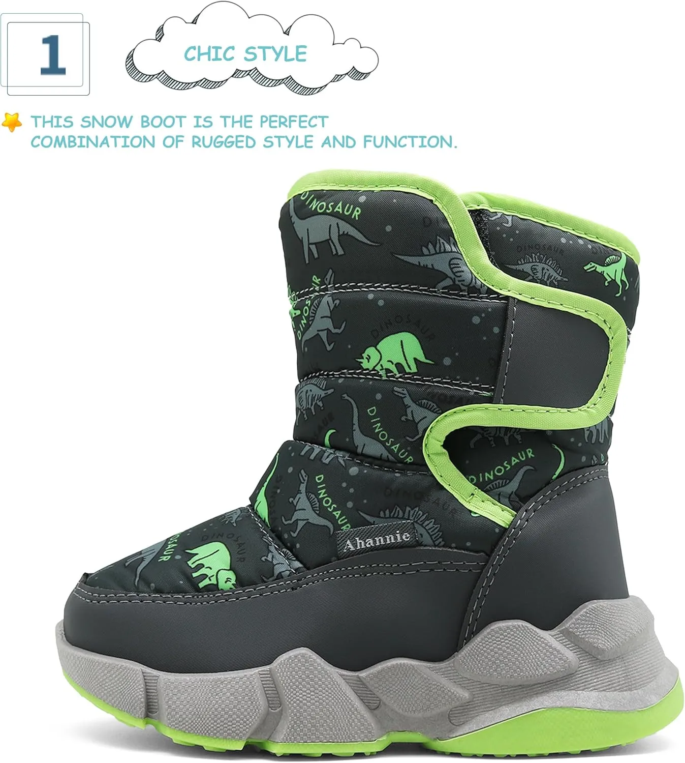 Kids Winter Snow Boots Toddler Boys Warm Outdoor Shoes Anti-Slip Easy On/Off (Toddler/Little Kid)