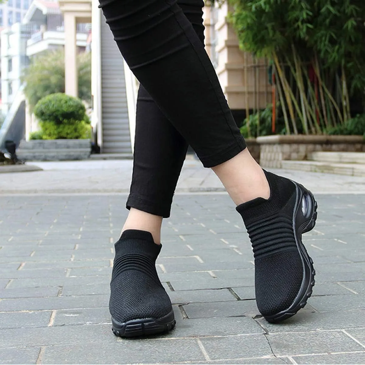 LIBINXIF Women's Walking Shoes Sock Sneakers Mesh Slip On Air Cushion Lady Girls Modern Jazz Dance Easy Shoes Platform Loafers Sneakers