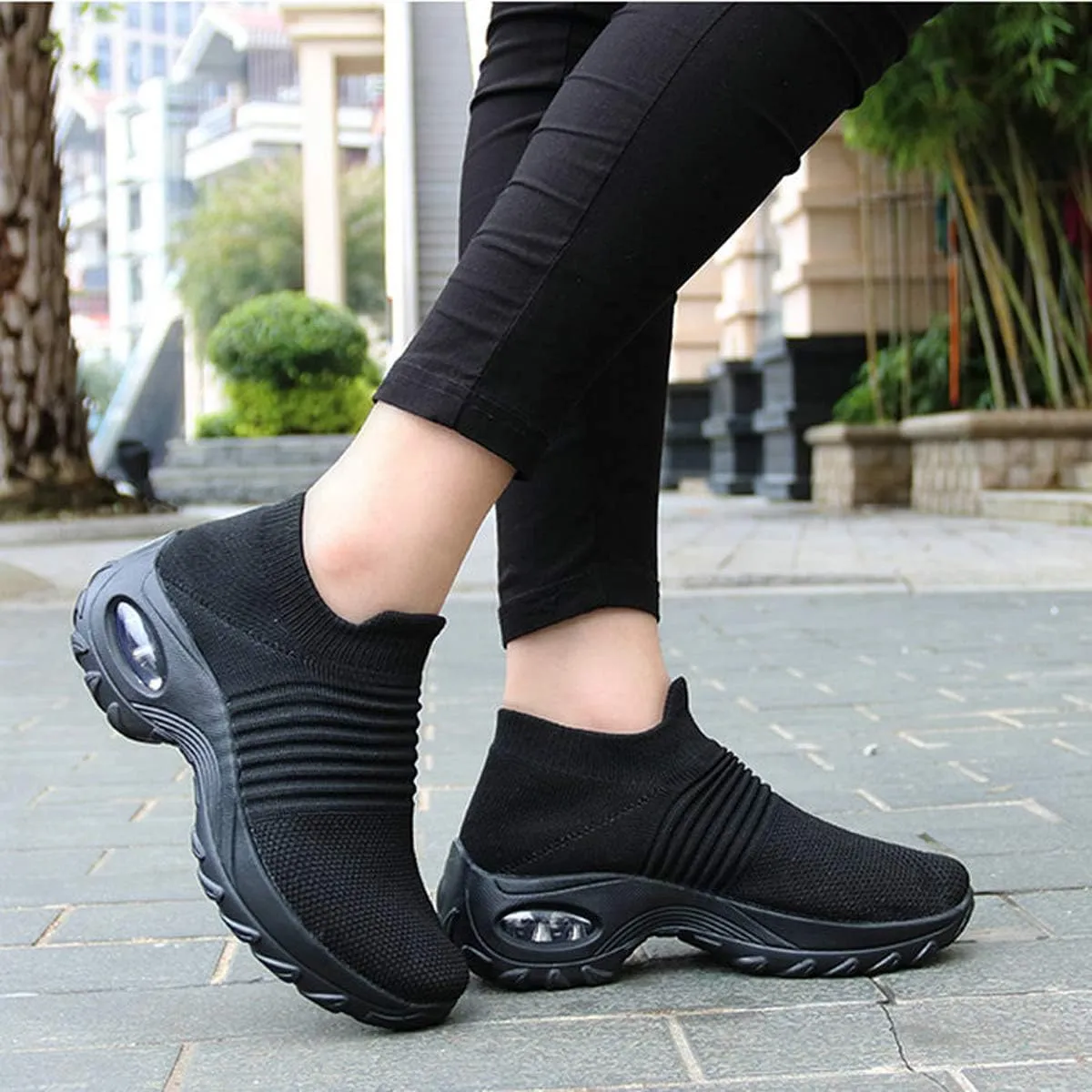 LIBINXIF Women's Walking Shoes Sock Sneakers Mesh Slip On Air Cushion Lady Girls Modern Jazz Dance Easy Shoes Platform Loafers Sneakers