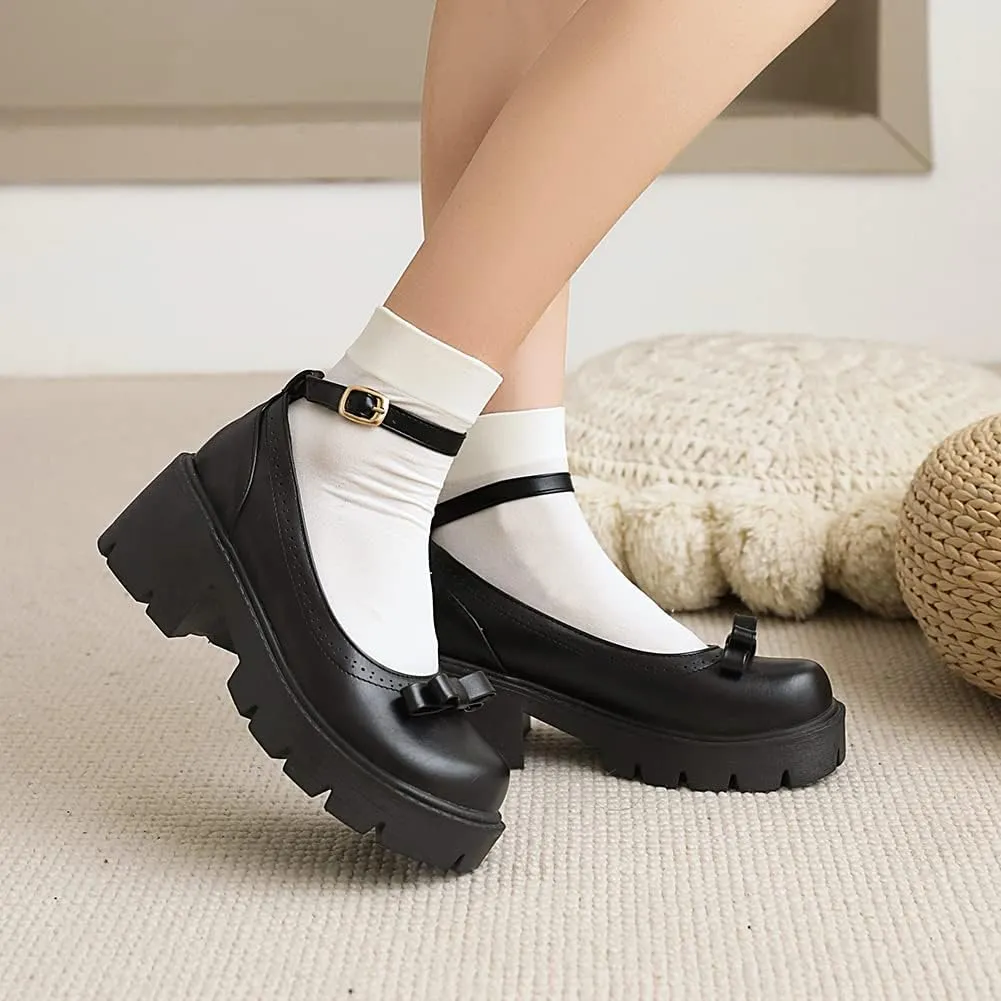 Mary Jane Platform Shoes for Women Wedges Lolita Shoes School Shoes