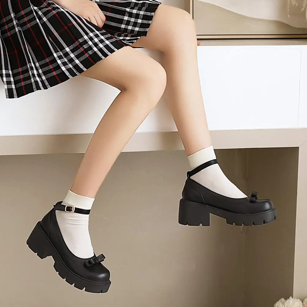 Mary Jane Platform Shoes for Women Wedges Lolita Shoes School Shoes