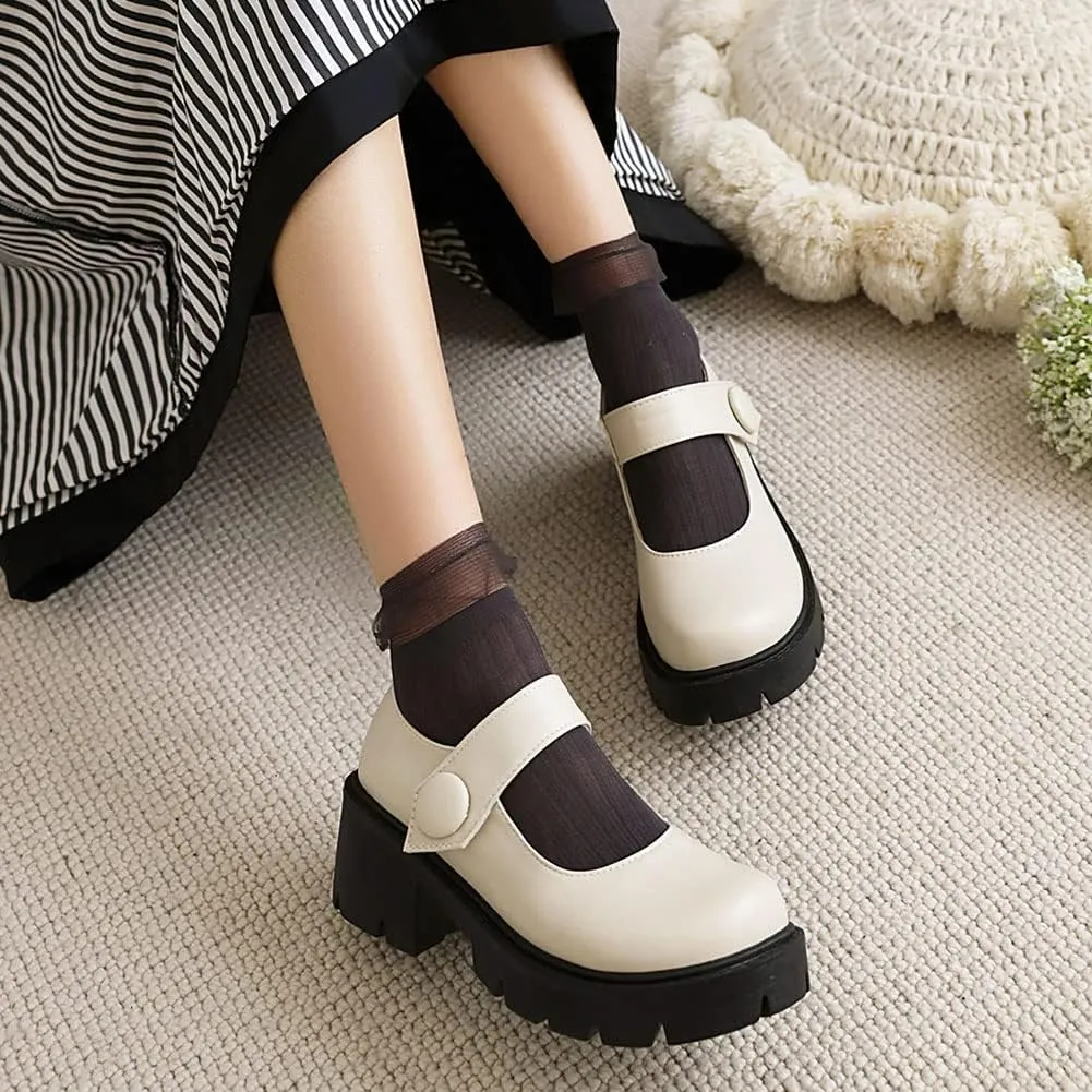 Mary Jane Platform Shoes for Women Wedges Lolita Shoes School Shoes