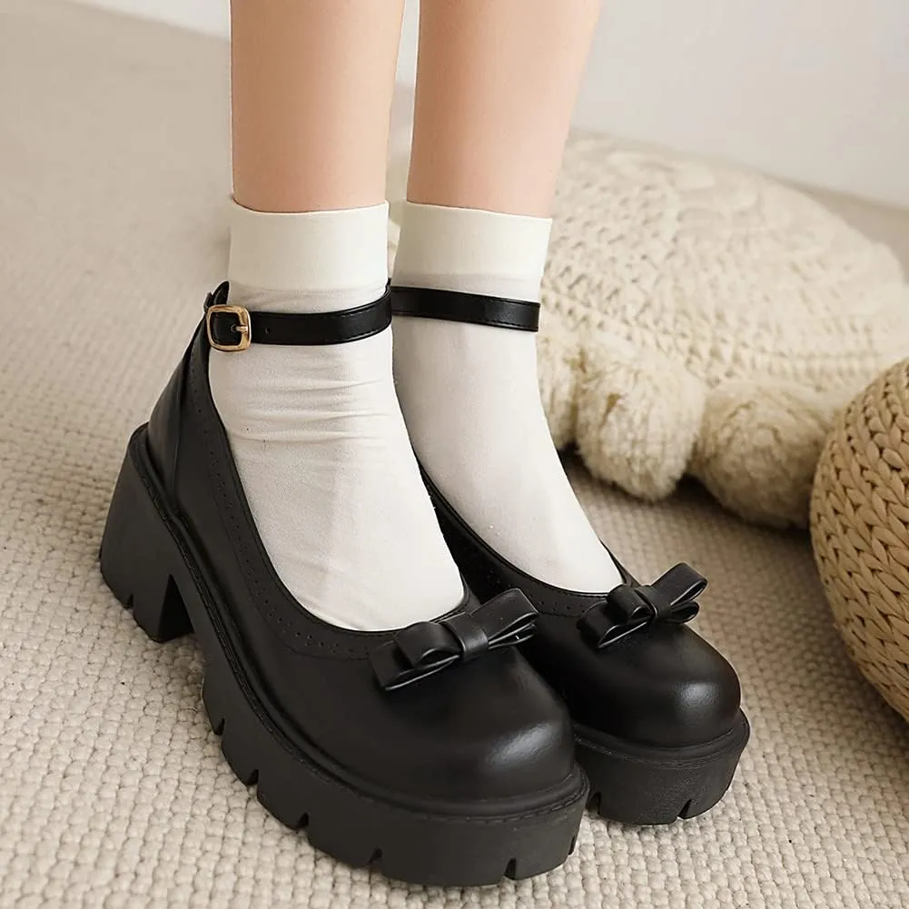 Mary Jane Platform Shoes for Women Wedges Lolita Shoes School Shoes
