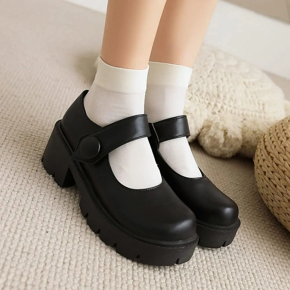 Mary Jane Platform Shoes for Women Wedges Lolita Shoes School Shoes