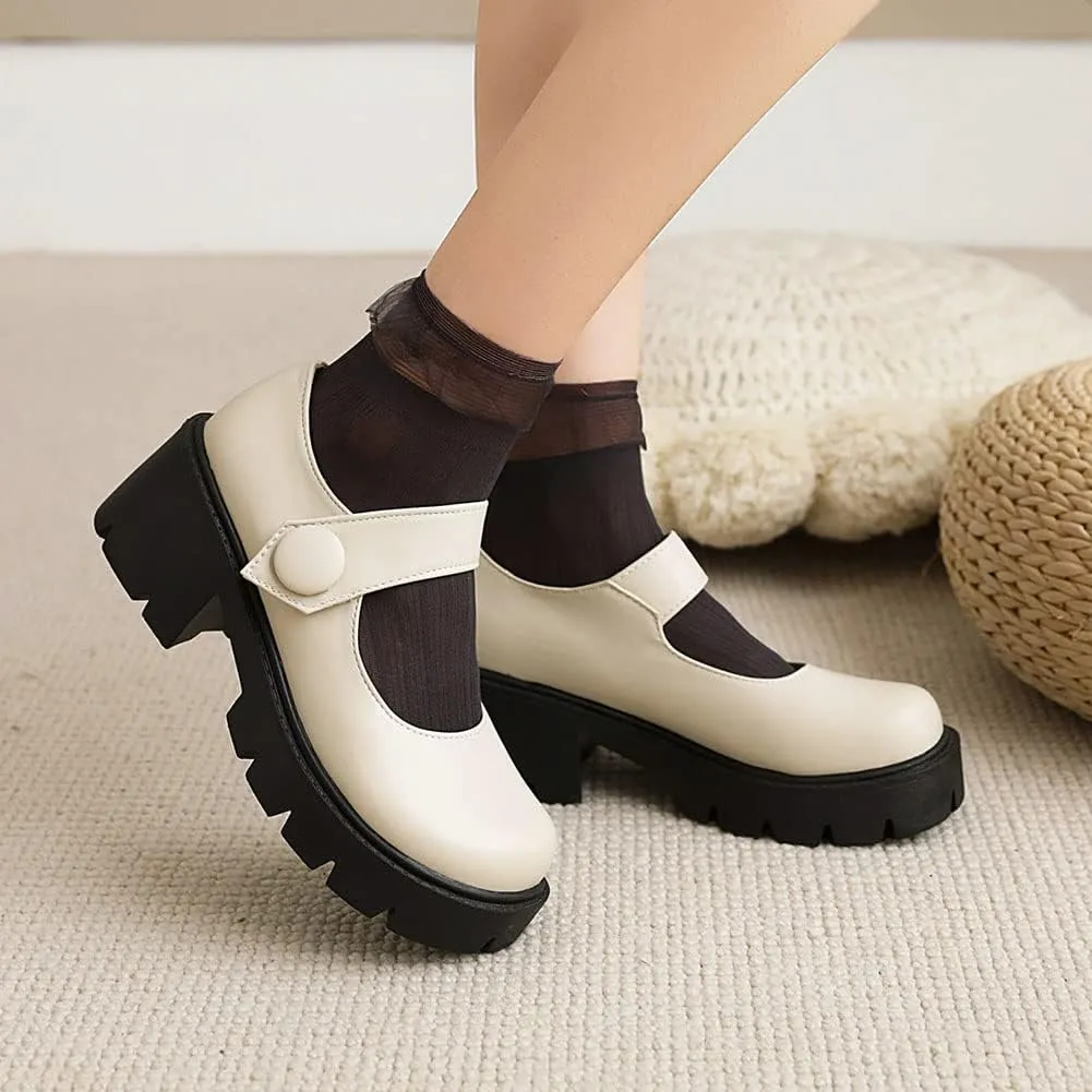 Mary Jane Platform Shoes for Women Wedges Lolita Shoes School Shoes