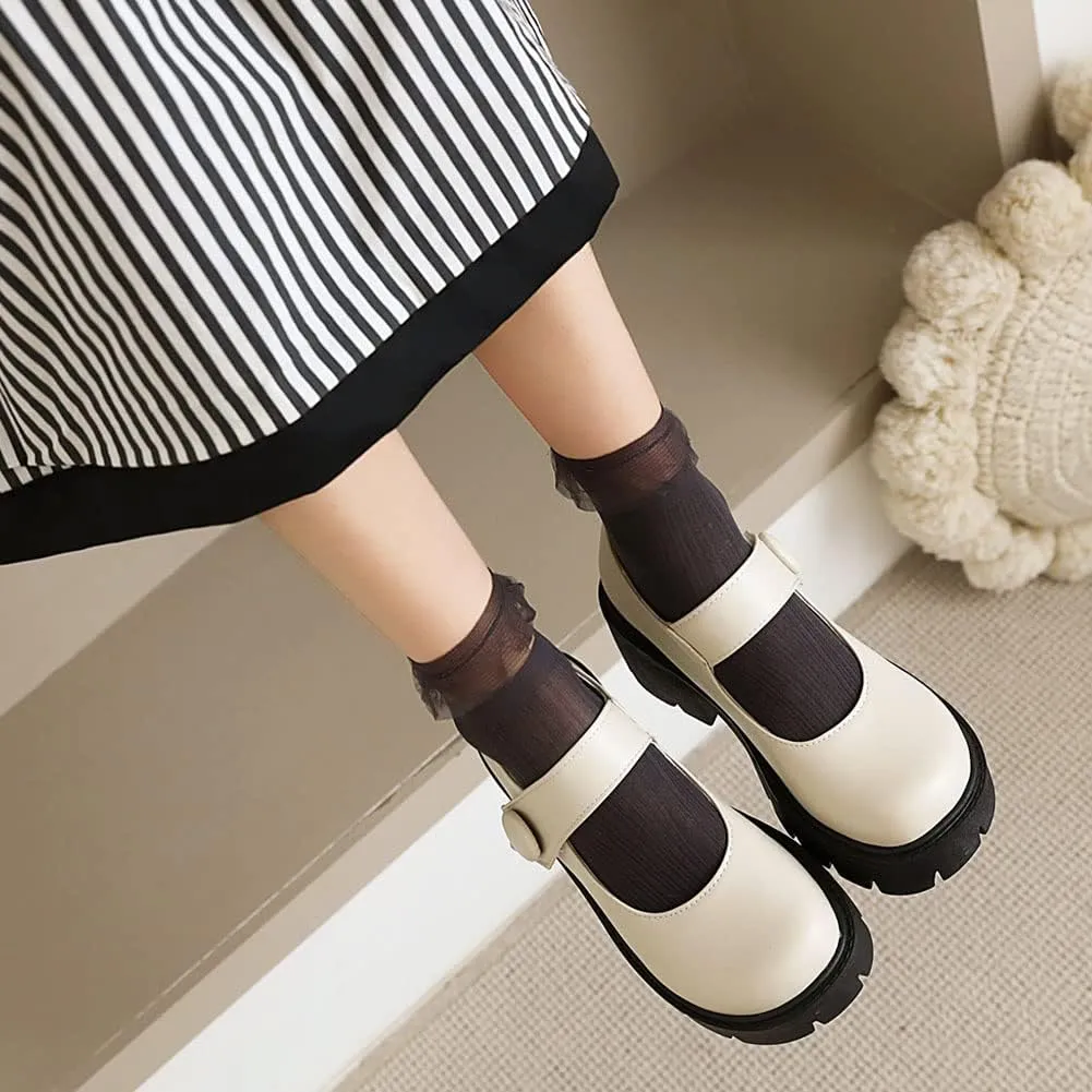 Mary Jane Platform Shoes for Women Wedges Lolita Shoes School Shoes