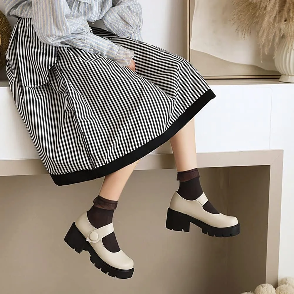 Mary Jane Platform Shoes for Women Wedges Lolita Shoes School Shoes