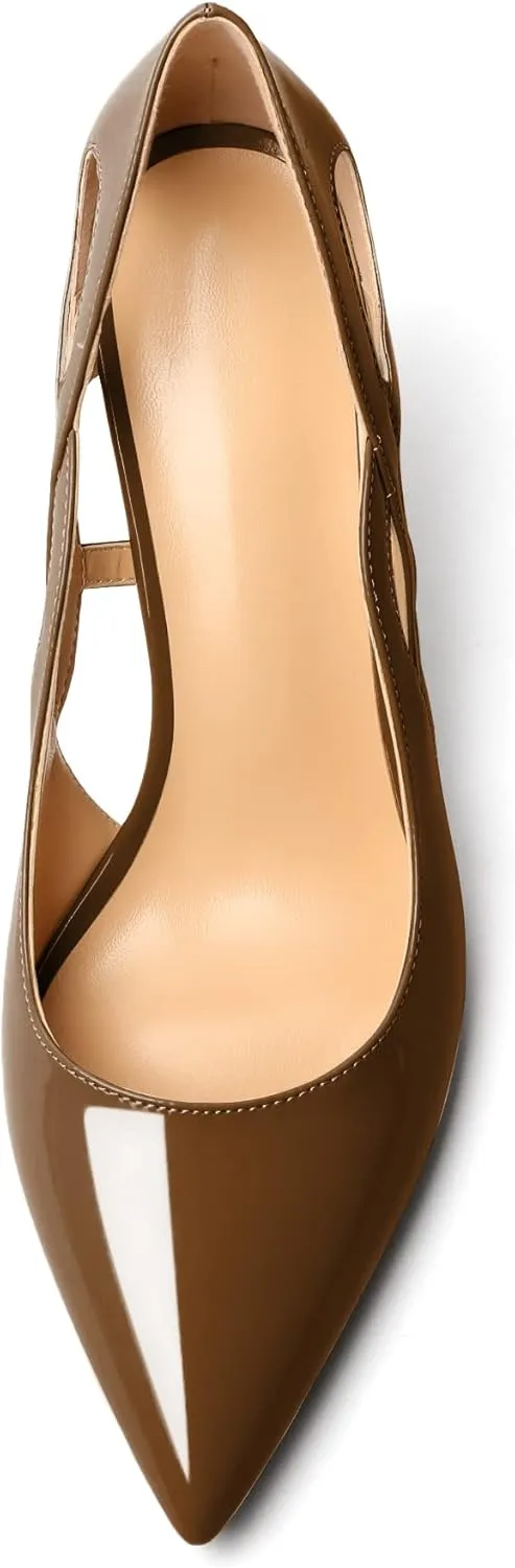 Mettesally Womens High Heel Pumps Pointed Closed Toe Heeled Shoes Stiletto High Heels Slip On Cross Strap Dress Party Shoes
