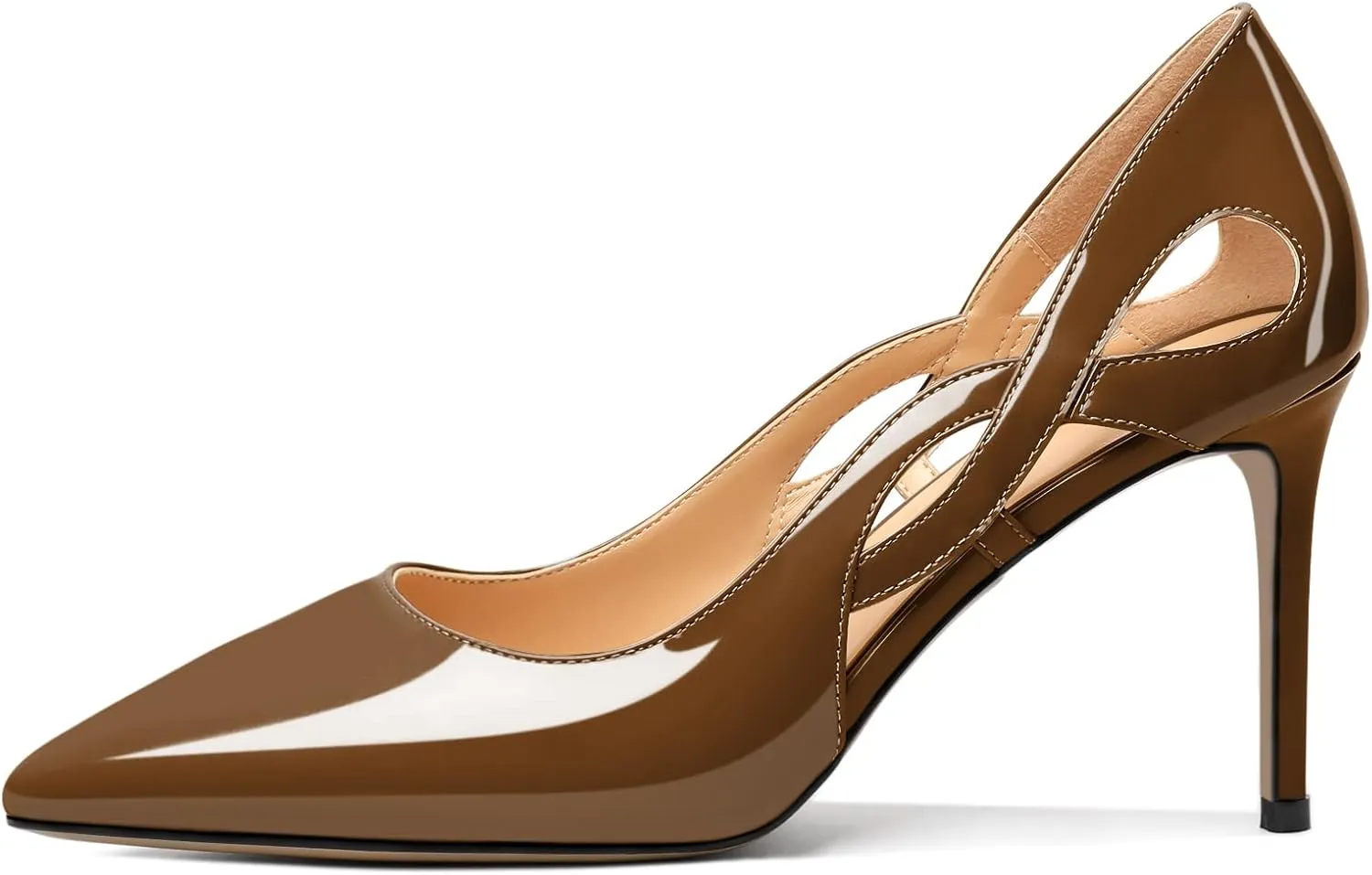 Mettesally Womens High Heel Pumps Pointed Closed Toe Heeled Shoes Stiletto High Heels Slip On Cross Strap Dress Party Shoes