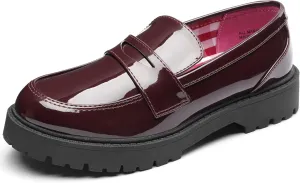 MIXIN Girls Loafers School Uniform Slip On Dress Shoes Chunky Platform Flats for Little Kid/Big Kid