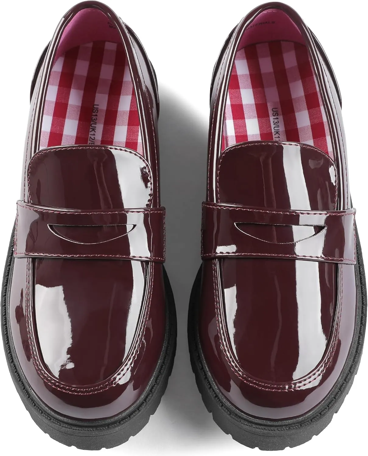 MIXIN Girls Loafers School Uniform Slip On Dress Shoes Chunky Platform Flats for Little Kid/Big Kid