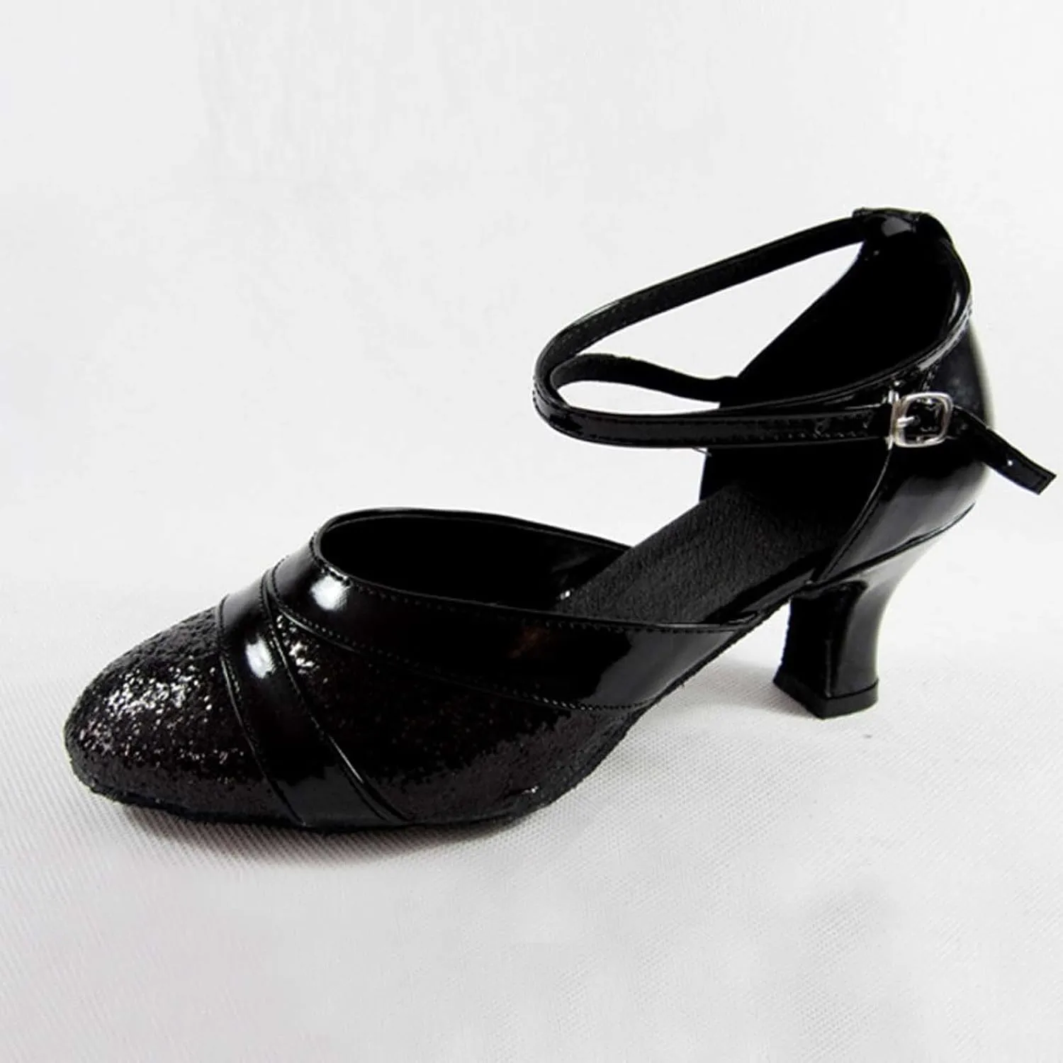 oiangi Womens Glitter Latin Dance Shoes Fashion Sequins Ballroom Salsa Tango Professional Performance Practice Dancing Shoes Trendy Ankle Straps Buckle Sandals