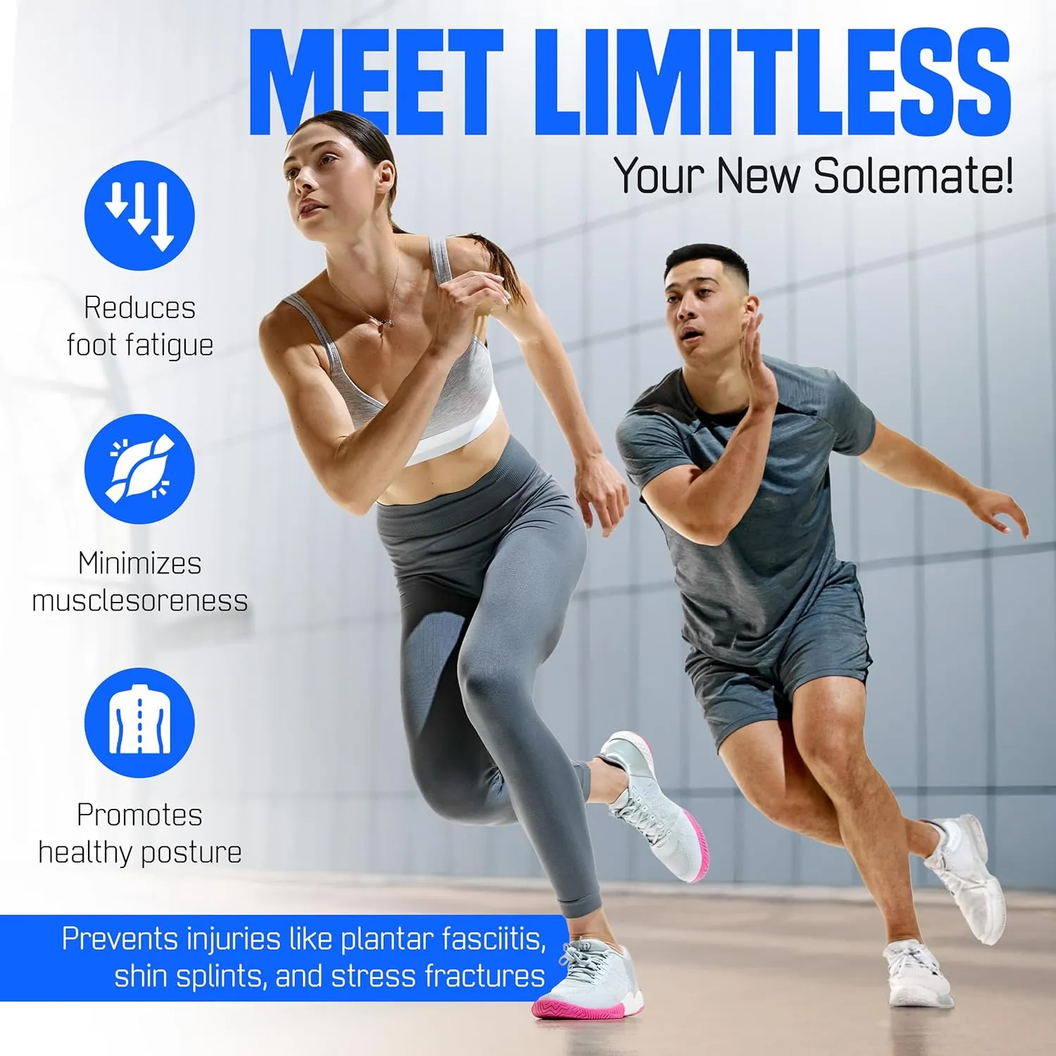 Performance Insoles for Sports, Running, and Fitness - Dynamic Arch Support - Gel Shock Absorption - Plantar Fasciitis - Pain Relief Orthotics - Men & Woman (Medium)