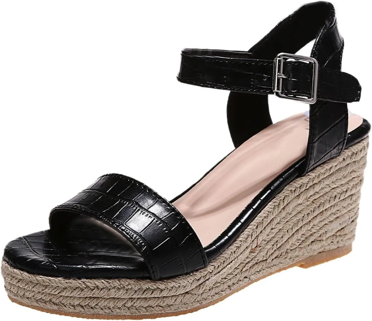 Platform Sandals Women Open Toe High Heels Wedge Sandal Ankle Buckle Strap Walking Wedges Espadrilles Sandals Casual Summer Shoes Breathable Comfort Wear for Office Work Dressy Footwear 2025 Fashion