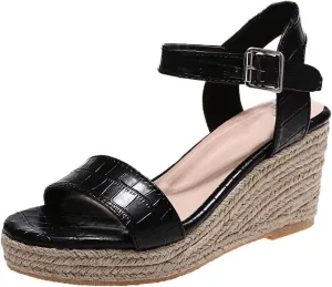 Platform Sandals Women Open Toe High Heels Wedge Sandal Ankle Buckle Strap Walking Wedges Espadrilles Sandals Casual Summer Shoes Breathable Comfort Wear for Office Work Dressy Footwear 2025 Fashion
