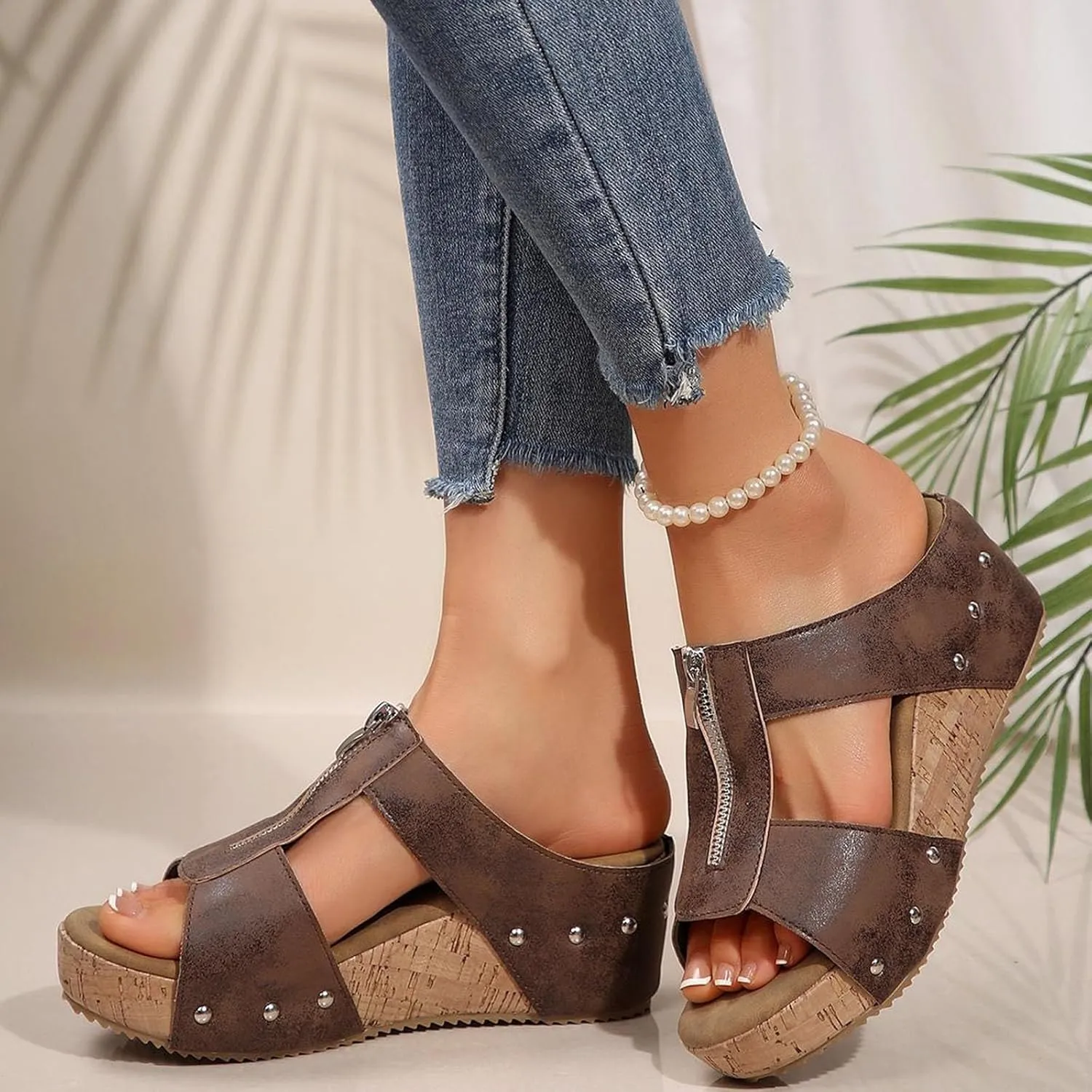 Platform Wedge Sandals for Women Open Toe Orthopedic Slip on Summer Dress Breathable Slippers Arch Support Elegant Comfortable Walking 2025 Stylish Sandals