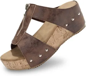 Platform Wedge Sandals for Women Open Toe Orthopedic Slip on Summer Dress Breathable Slippers Arch Support Elegant Comfortable Walking 2025 Stylish Sandals