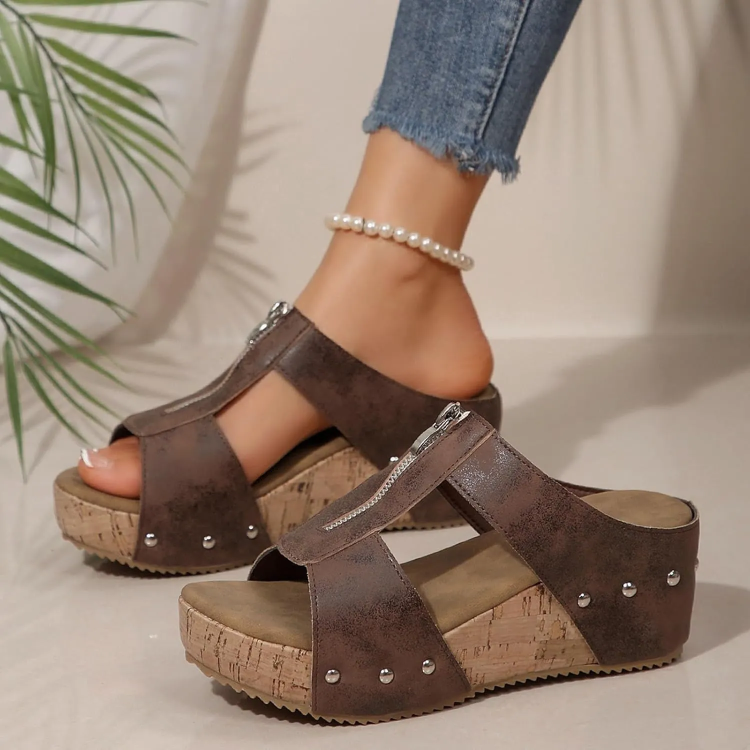 Platform Wedge Sandals for Women Open Toe Orthopedic Slip on Summer Dress Breathable Slippers Arch Support Elegant Comfortable Walking 2025 Stylish Sandals