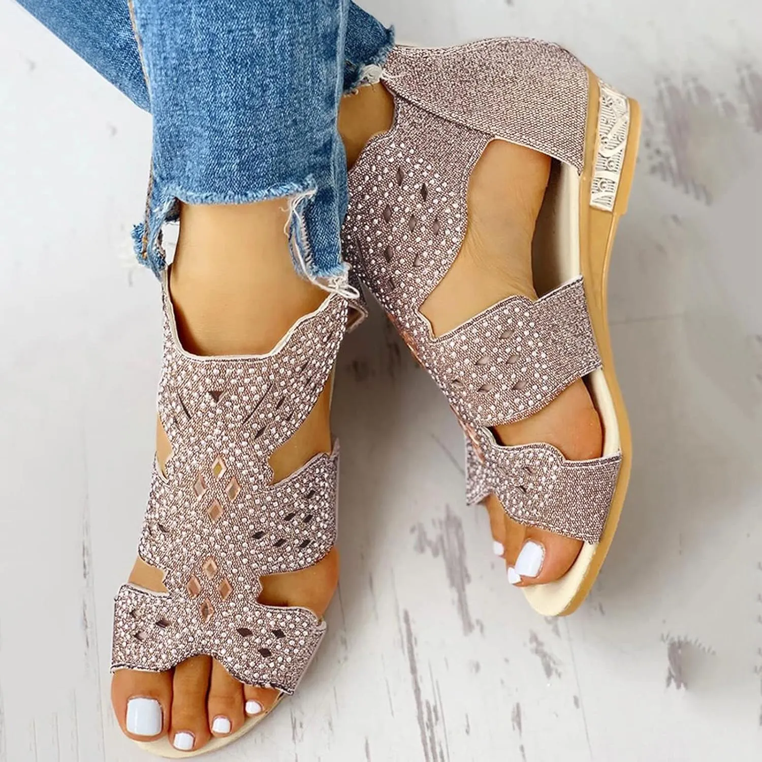 Sandals for Women Dressy Summer, Womens Sandals Orthopedic Open Toe Sandals Retro Anti Slip Comfy Breathable Shoes