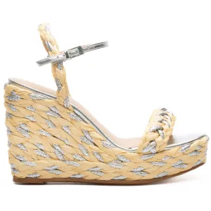 Silver Detail Beige Wedges