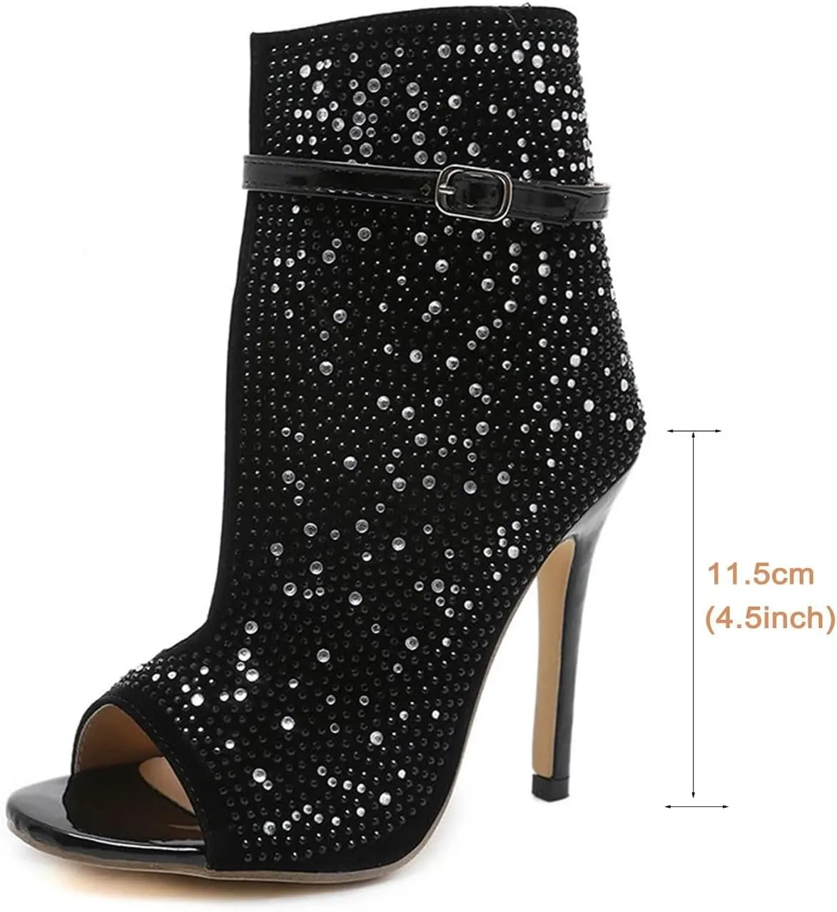 Slip on Elegant Pumps Fashionable Rhinestone Fish Mouth Hollow Stiletto Women's Belt High Heel Sandals Shoes