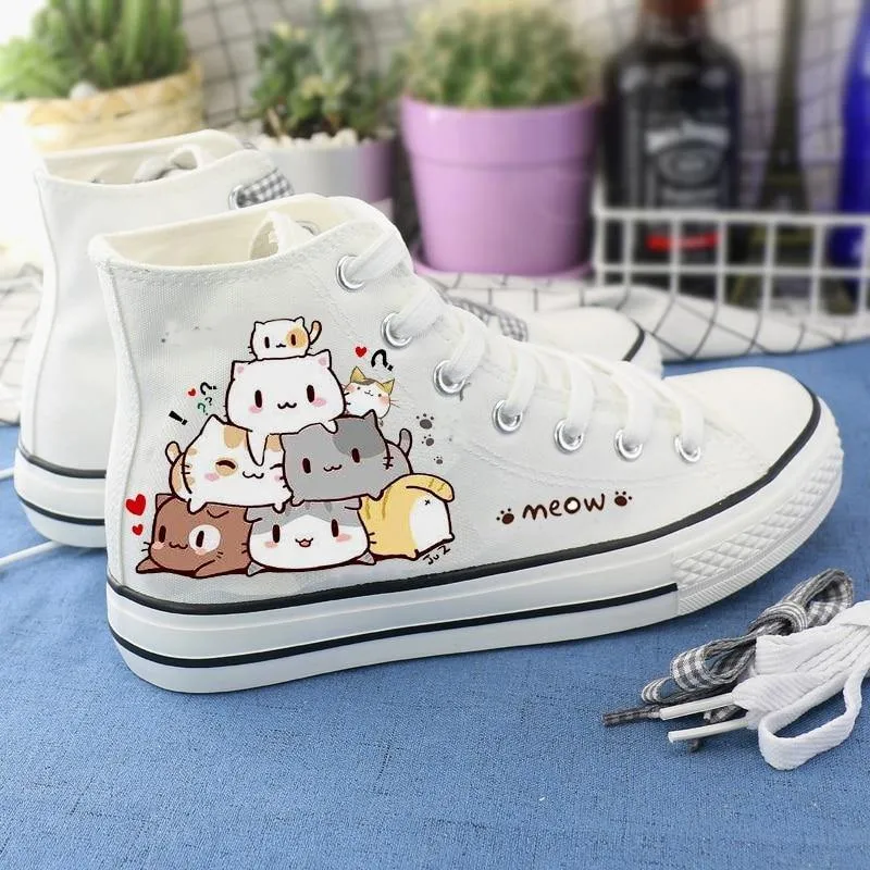Stylish Cartoon Cat High Top Sneakers