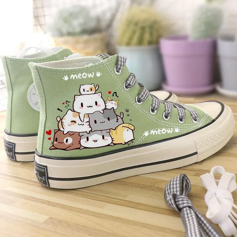 Stylish Cartoon Cat High Top Sneakers