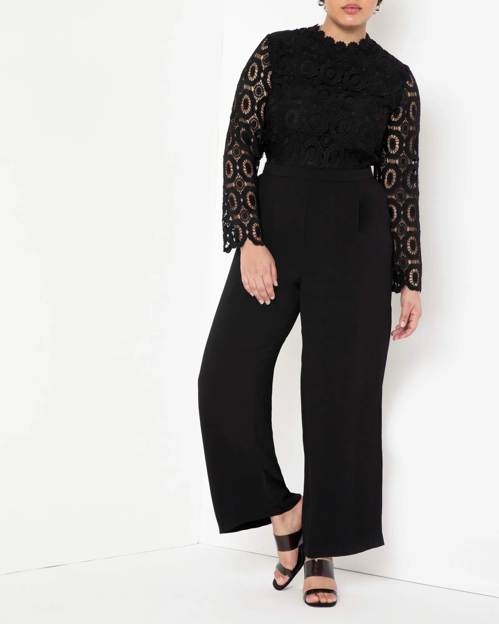 Sunny Night Out Lace Jumpsuit | Black