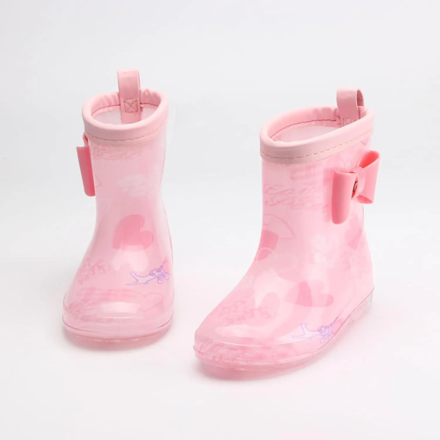 Toddler Kids Rain Boots with Cute Bow Waterproo Rubber Boots for Girls Boys Camouflage Rainboots with Handles