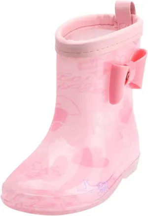 Toddler Kids Rain Boots with Cute Bow Waterproo Rubber Boots for Girls Boys Camouflage Rainboots with Handles