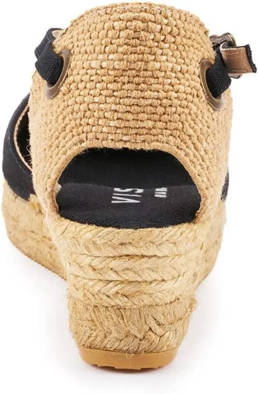 Viscata Pubol Espadrille Canvas Low Wedges with Ankle Strap Spain Handmade 2 Heel Women's Sandals with Breathable Organic Cotton Canvas and 100% Natural Jute for all Occasions: Casual, Work, Party
