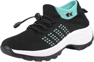 Walking Shoes Sock Sneakers Mesh Slip On Air Cushion Lady Girls Modern Jazz Dance Easy Shoes Platform Loafers