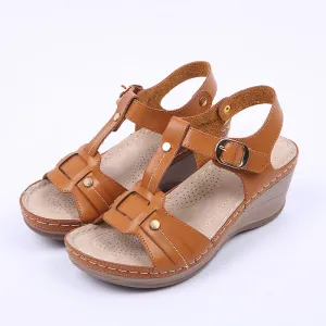 Wedges Heeled Belt Buckle Sandals