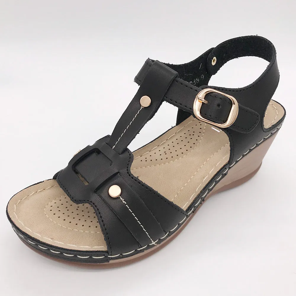 Wedges Heeled Belt Buckle Sandals