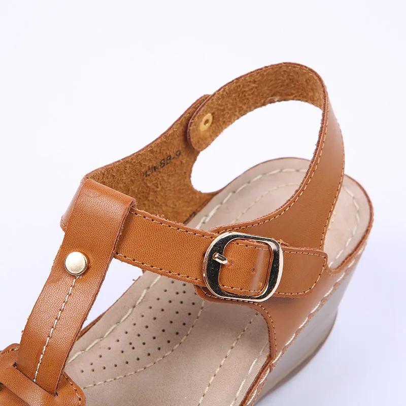 Wedges Heeled Belt Buckle Sandals