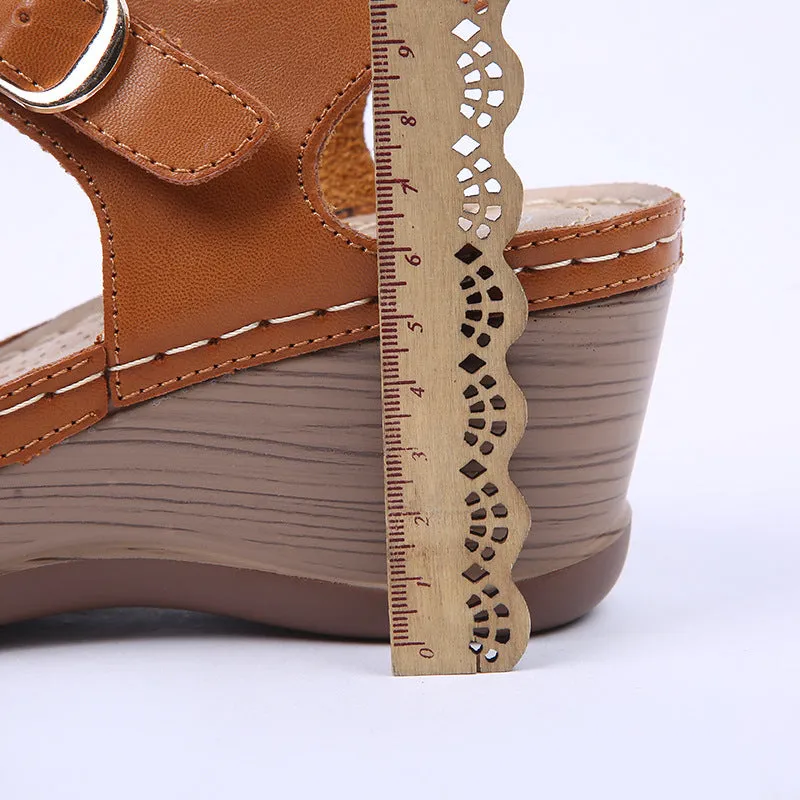Wedges Heeled Belt Buckle Sandals