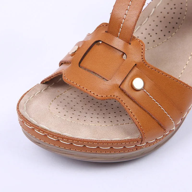 Wedges Heeled Belt Buckle Sandals