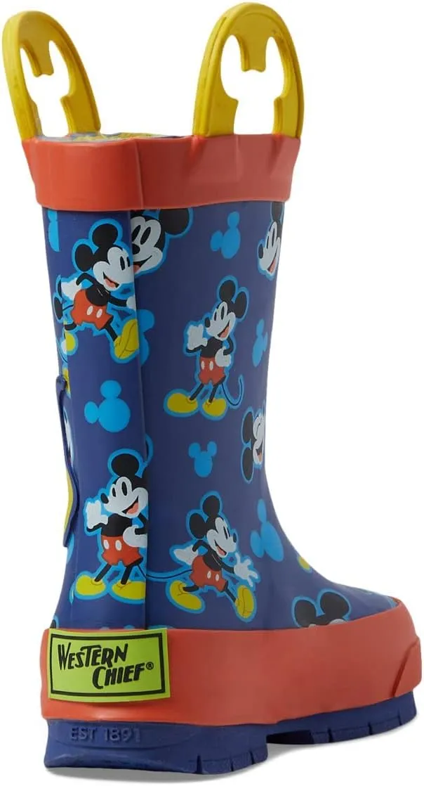 Western Chief Kids Mickey Musketeer Rain Boots for Toddler and Little Kids - Man-Made Outsole with Traction, Pull-On Style, and Round Toe