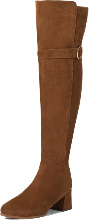 Women's Over The Knee Boots Chunky Heel Thigh High Boots Suede Long Boots Pointed Toe Tall Boots for Women