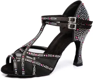 Women's Stylish Sparkle Rhinestones Peep Toe Satin Ballroom Salsa Party Wedding Practice Dance Shoes Black US 8 Women's Stylish Sparkle Rhinestones Peep Toe Satin Ballroom Salsa Party Wedding Practice Dance Shoes Black US 8