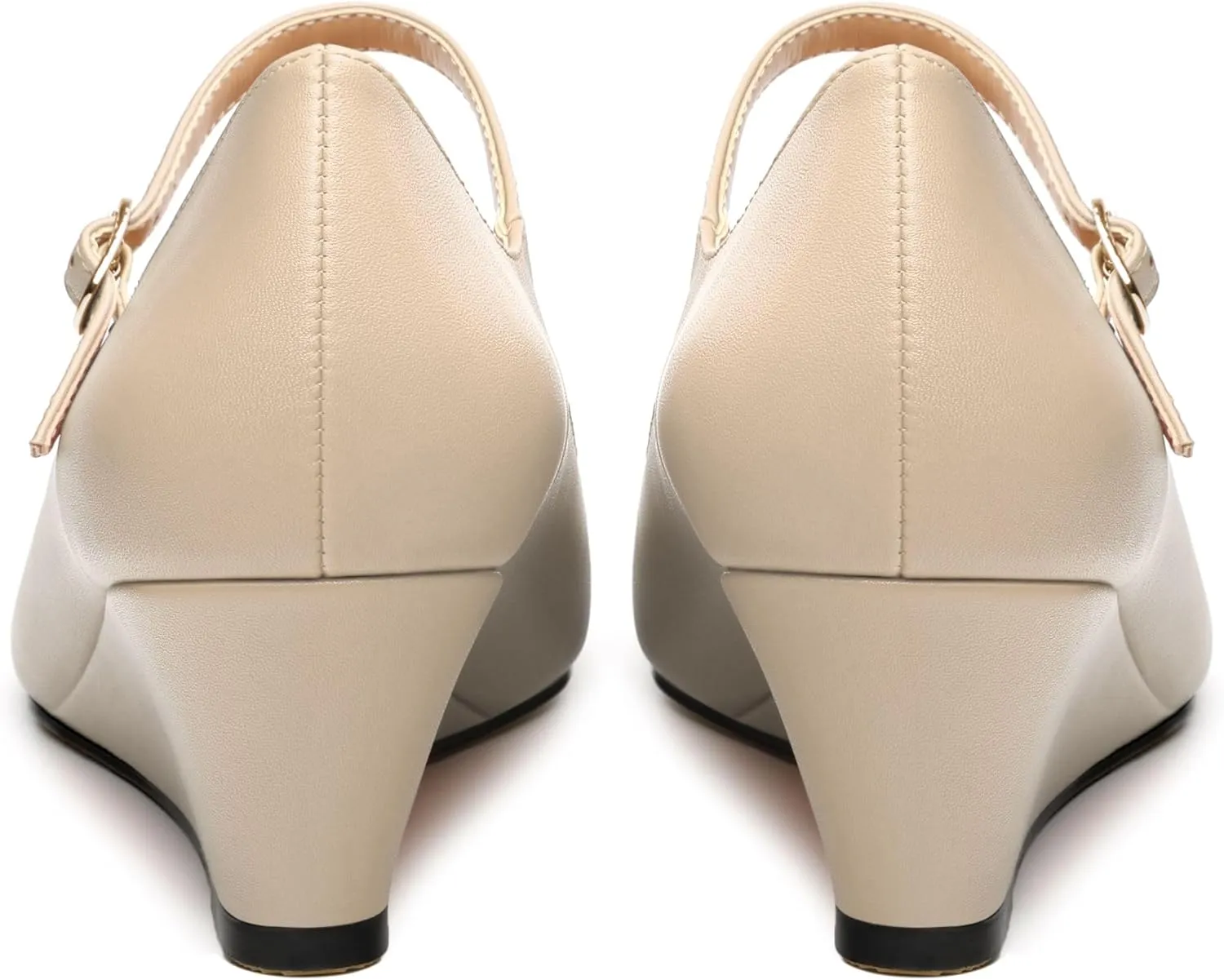 Womens Wedges Mary Jane Pointed Toe Ankle Strap Wedge Low Heel Dress Shoes Pumps for Women 2 Inches