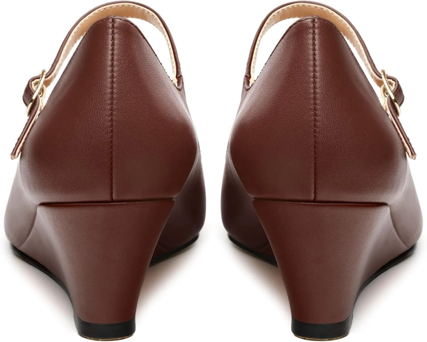 Womens Wedges Mary Jane Pointed Toe Ankle Strap Wedge Low Heel Dress Shoes Pumps for Women 2 Inches