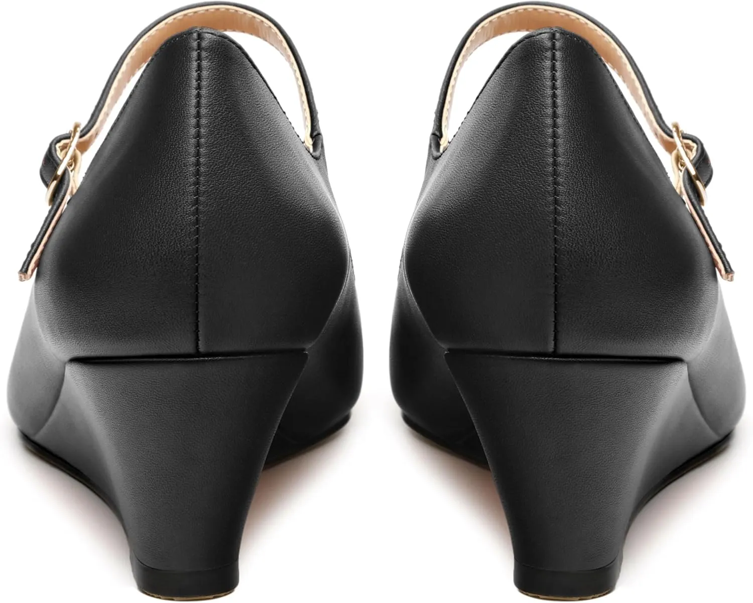 Womens Wedges Mary Jane Pointed Toe Ankle Strap Wedge Low Heel Dress Shoes Pumps for Women 2 Inches