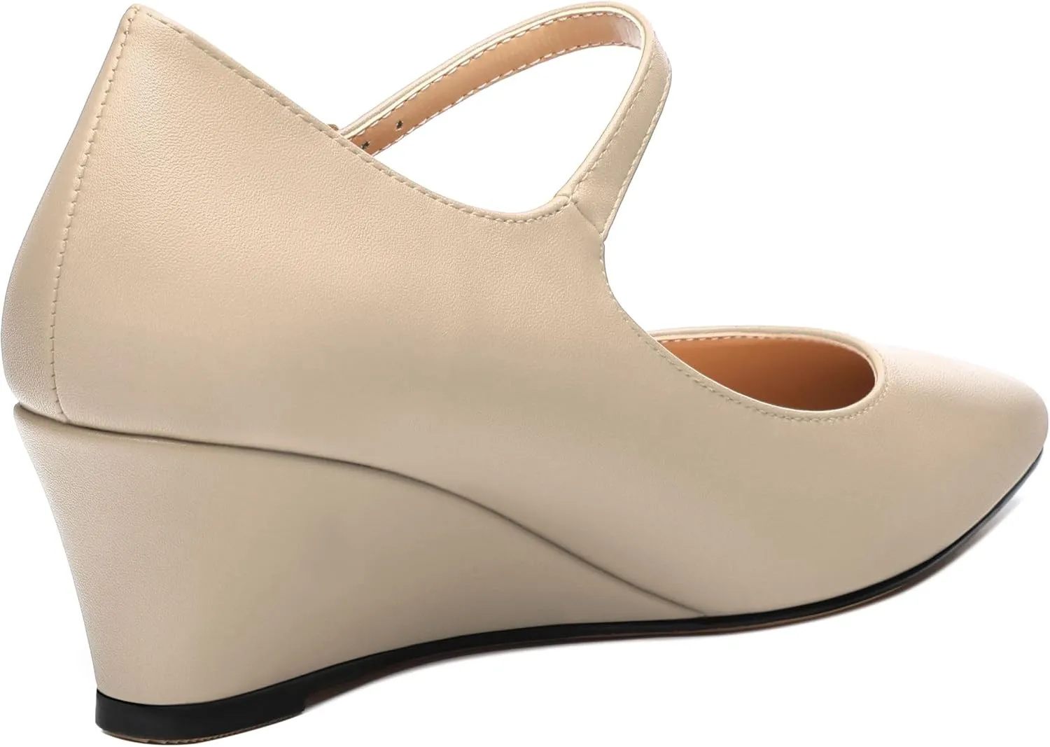 Womens Wedges Mary Jane Pointed Toe Ankle Strap Wedge Low Heel Dress Shoes Pumps for Women 2 Inches