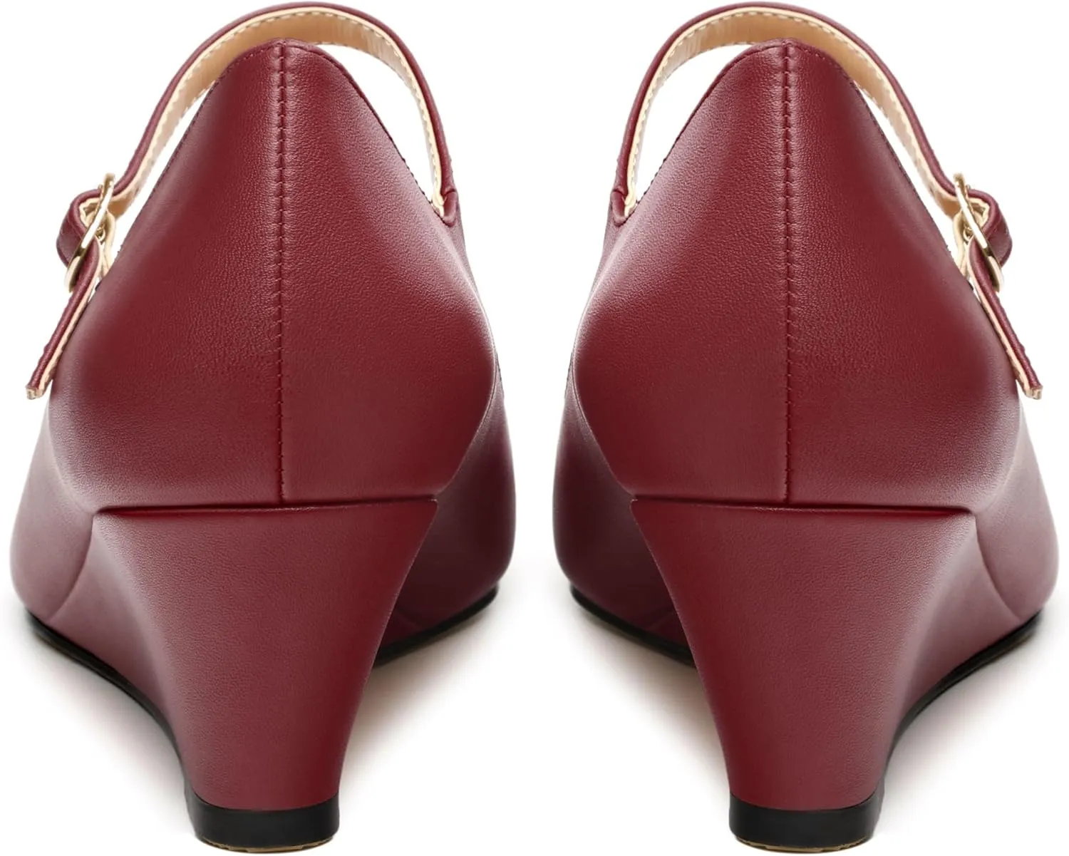 Womens Wedges Mary Jane Pointed Toe Ankle Strap Wedge Low Heel Dress Shoes Pumps for Women 2 Inches