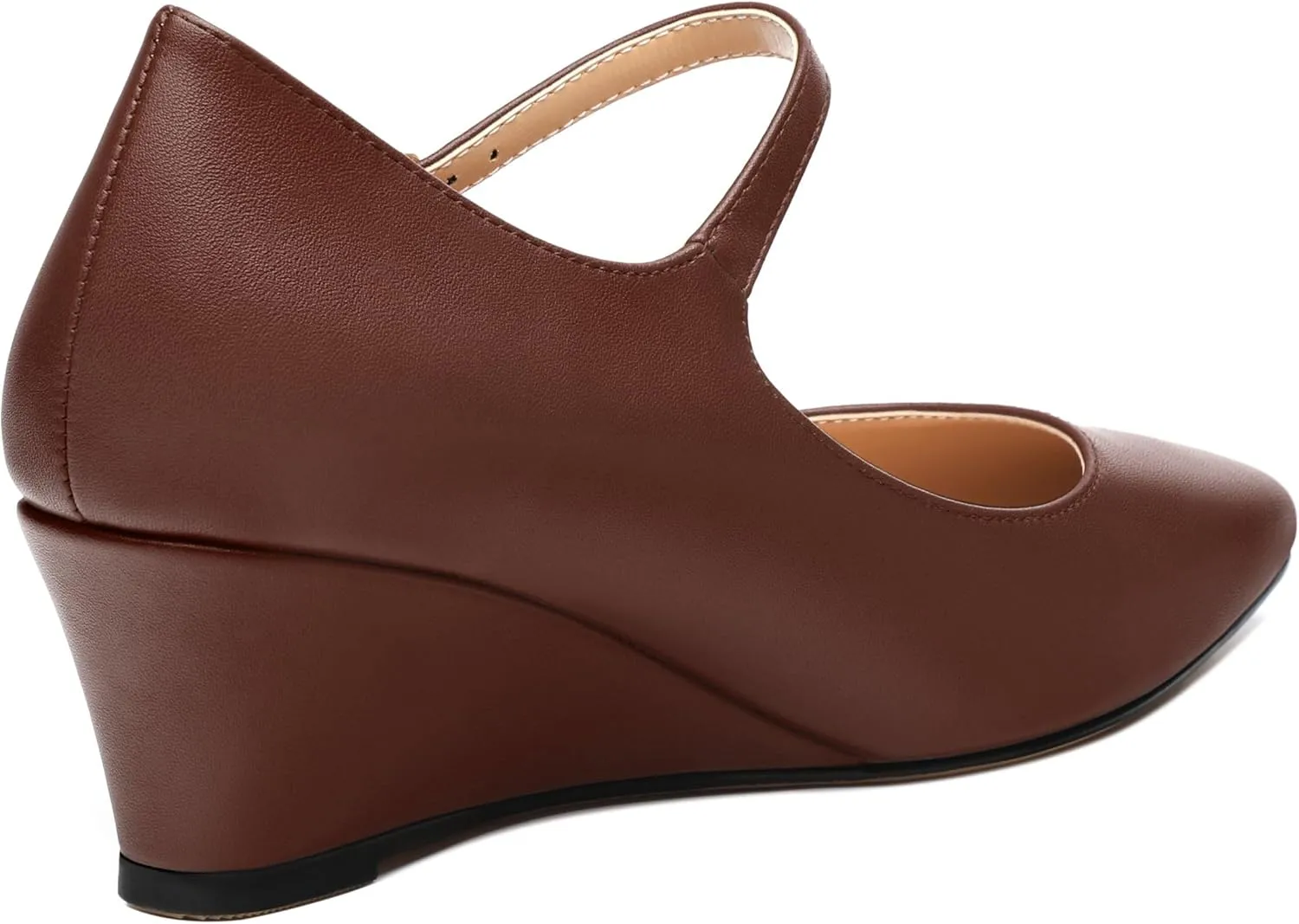 Womens Wedges Mary Jane Pointed Toe Ankle Strap Wedge Low Heel Dress Shoes Pumps for Women 2 Inches
