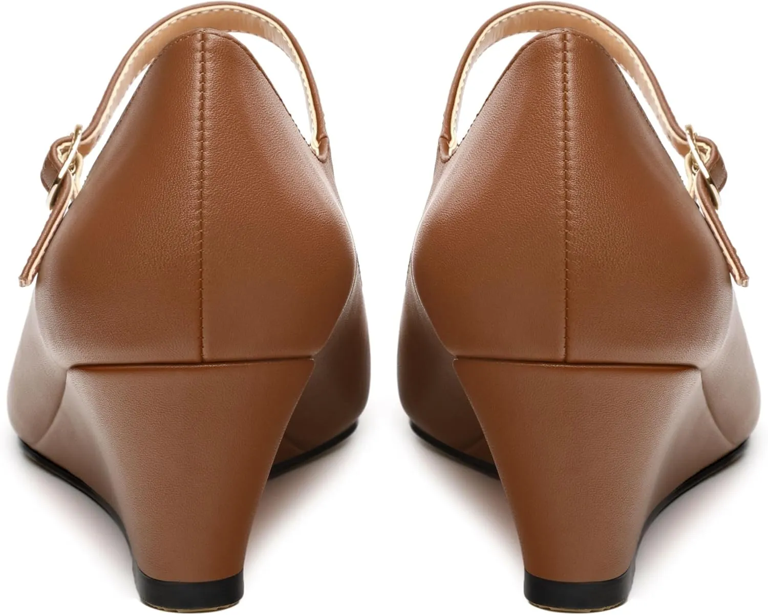 Womens Wedges Mary Jane Pointed Toe Ankle Strap Wedge Low Heel Dress Shoes Pumps for Women 2 Inches